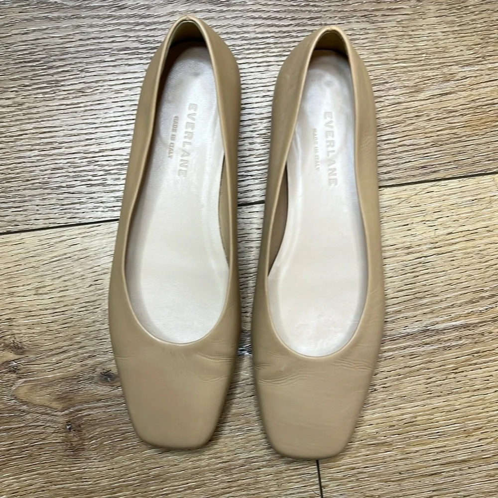 Everlane The 90’s Square Toe Tan Leather Heels Size 6 1/2 - Picture 3 of 9